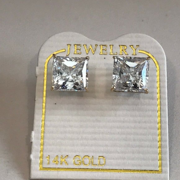 14k Solid Stud Earrings w/ 3 Ct's diamonds - Picture 1 of 3